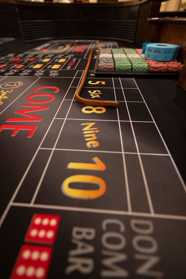 Close-up of felt texture and poker chips